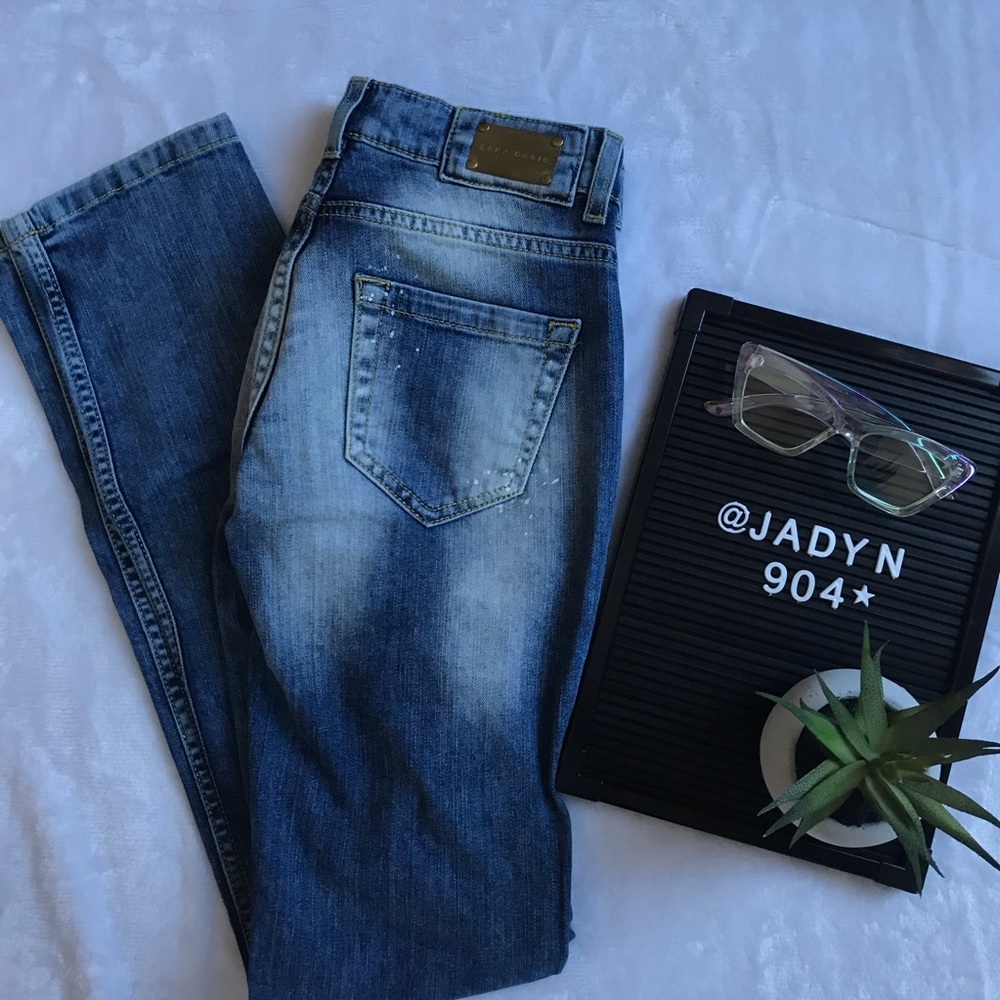 Zara Basic Splatter Paint Jeans - image 1